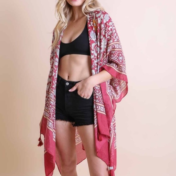 NWT Boho Chic Tapestry Tassel Kimono - Picture 2 of 2